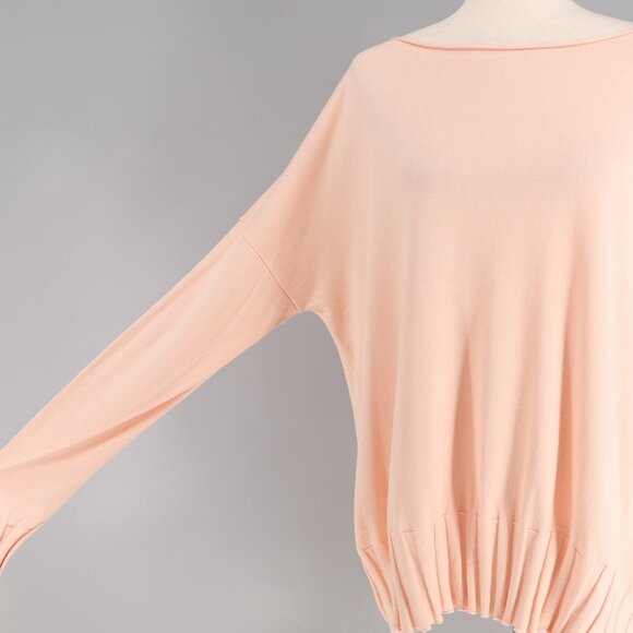 PLANET BY LAUREN G Pima Cotton Boatneck Rib Sweater Pale Coral OS - Picture 5 of 8